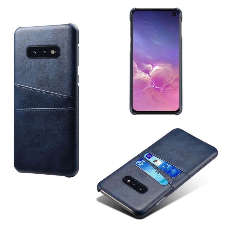 For Samsung Galaxy S10e Calf Texture PC + PU Leather Back Cover Shockproof Case with Dual Card Slots