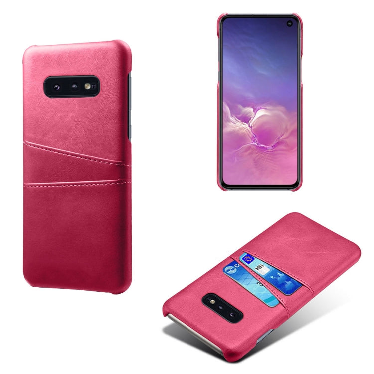 For Samsung Galaxy S10e Calf Texture PC + PU Leather Back Cover Shockproof Case with Dual Card Slots