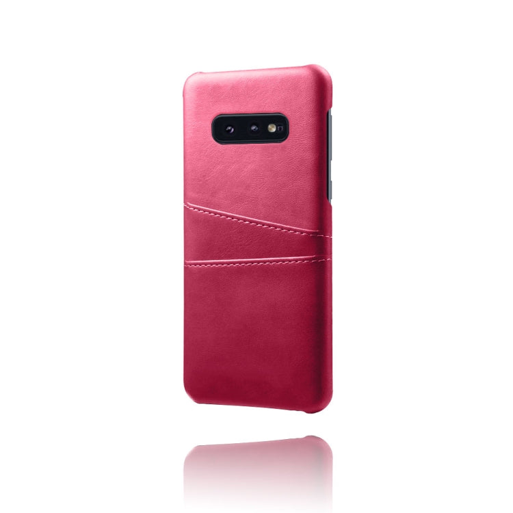 For Samsung Galaxy S10e Calf Texture PC + PU Leather Back Cover Shockproof Case with Dual Card Slots