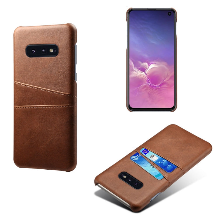 For Samsung Galaxy S10e Calf Texture PC + PU Leather Back Cover Shockproof Case with Dual Card Slots