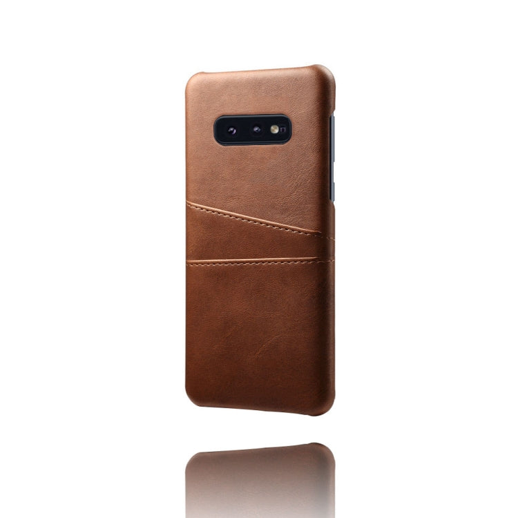 For Samsung Galaxy S10e Calf Texture PC + PU Leather Back Cover Shockproof Case with Dual Card Slots