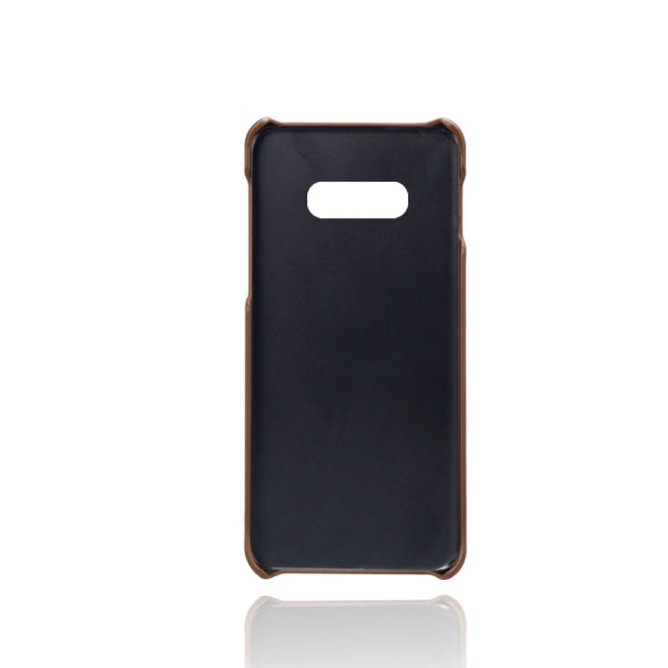 For Samsung Galaxy S10e Calf Texture PC + PU Leather Back Cover Shockproof Case with Dual Card Slots