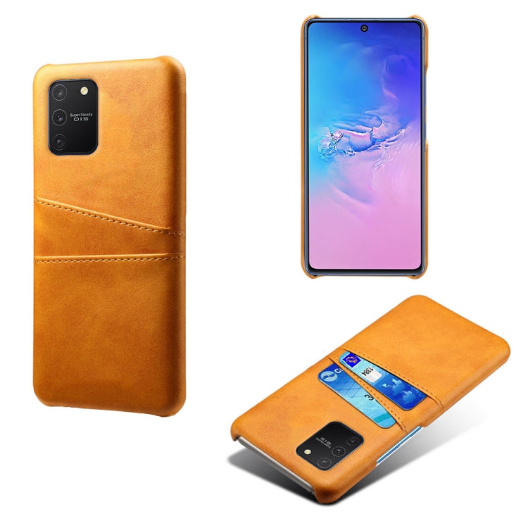 For Samsung Galaxy S10 Lite/ M80s Calf Texture PC + PU Leather Back Cover Shockproof Case with Dual Card Slots
