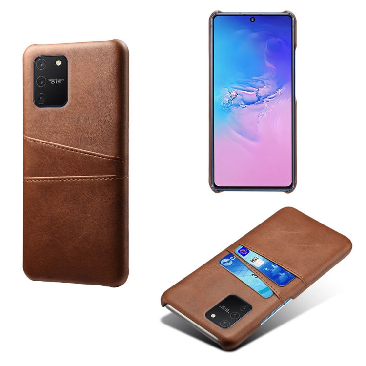 For Samsung Galaxy S10 Lite/ M80s Calf Texture PC + PU Leather Back Cover Shockproof Case with Dual Card Slots
