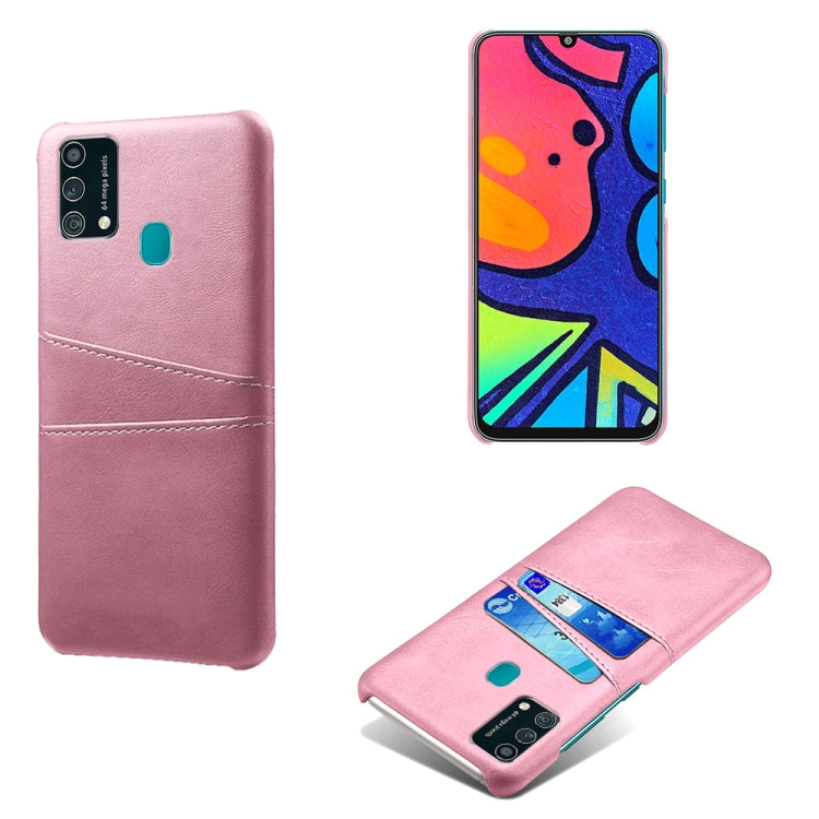 For Samsung Galaxy F41 Calf Texture PC + PU Leather Back Cover Shockproof Case with Dual Card Slots