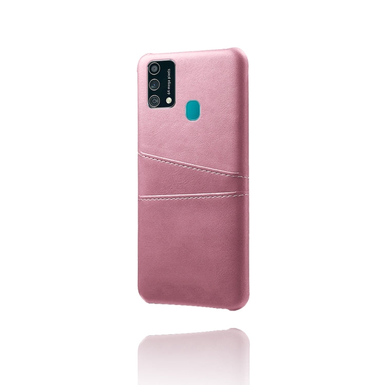 For Samsung Galaxy F41 Calf Texture PC + PU Leather Back Cover Shockproof Case with Dual Card Slots