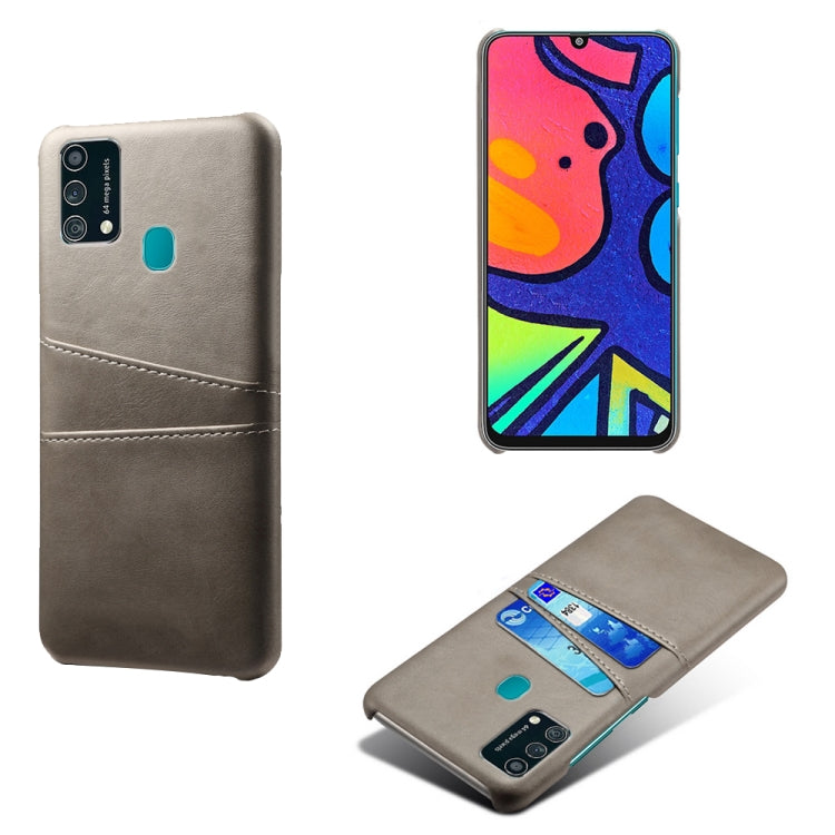 For Samsung Galaxy F41 Calf Texture PC + PU Leather Back Cover Shockproof Case with Dual Card Slots