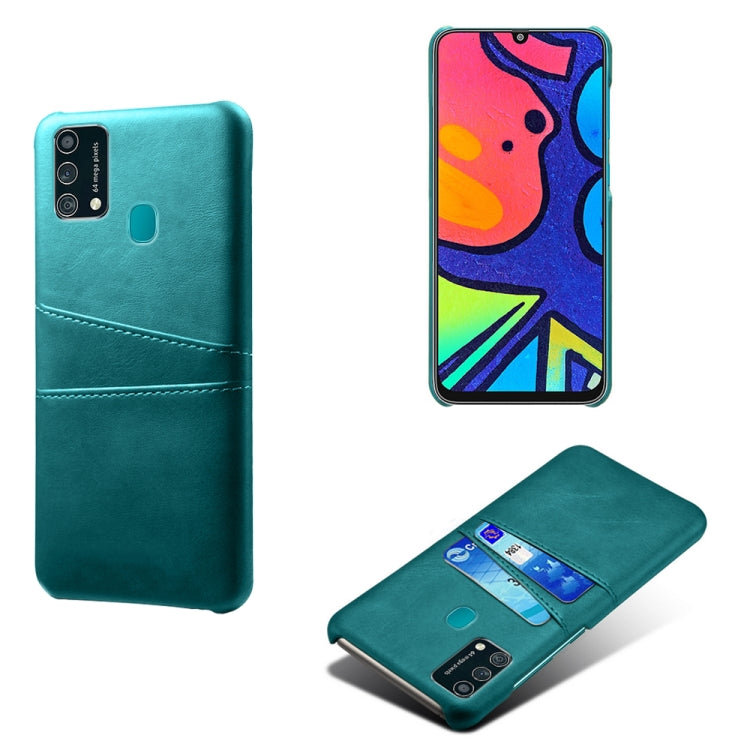 For Samsung Galaxy F41 Calf Texture PC + PU Leather Back Cover Shockproof Case with Dual Card Slots