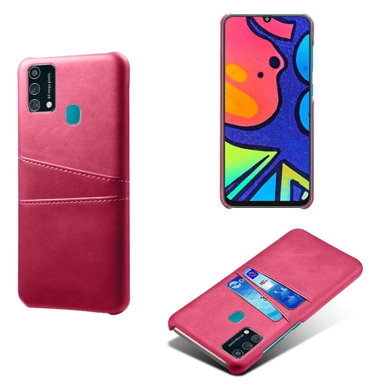 For Samsung Galaxy F41 Calf Texture PC + PU Leather Back Cover Shockproof Case with Dual Card Slots