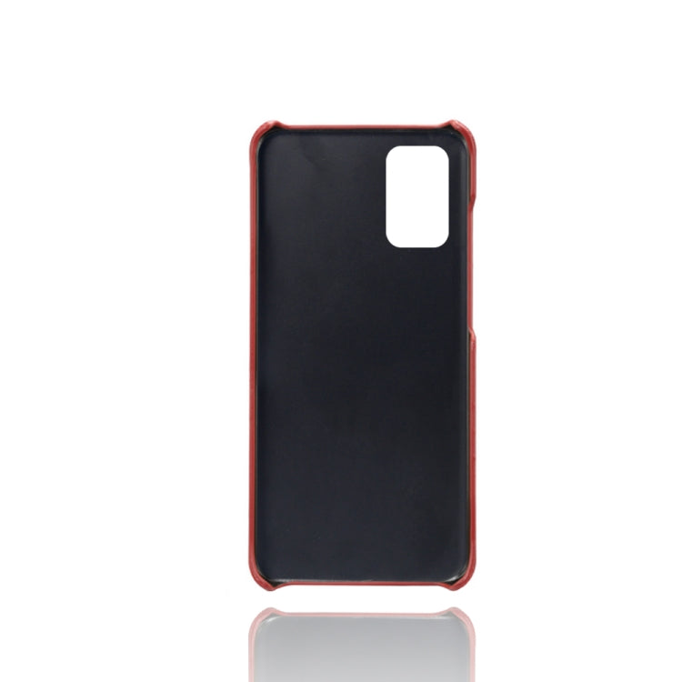 For Samsung Galaxy F52 5G Calf Texture PC + PU Leather Back Cover Shockproof Case with Dual Card Slots