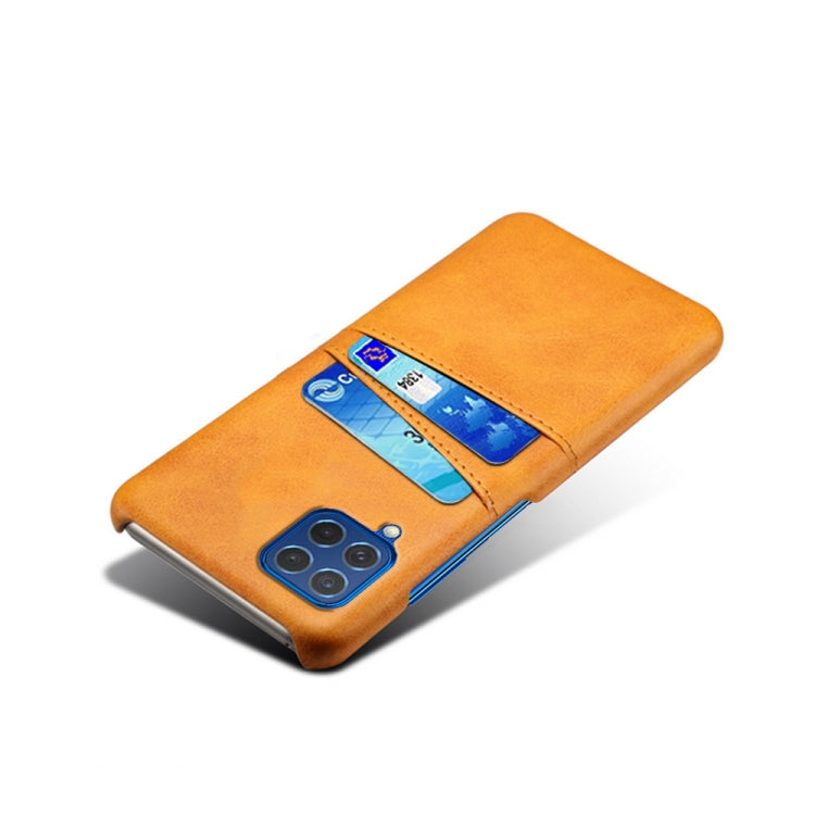 For Samsung Galaxy M62 Calf Texture PC + PU Leather Back Cover Shockproof Case with Dual Card Slots