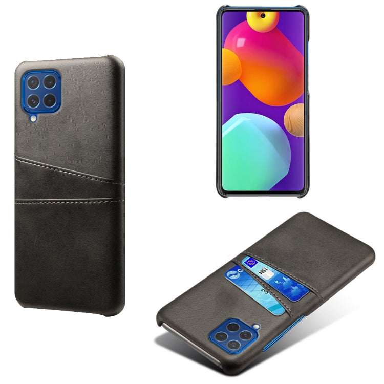 For Samsung Galaxy M62 Calf Texture PC + PU Leather Back Cover Shockproof Case with Dual Card Slots