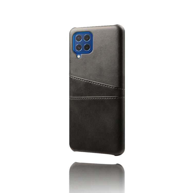 For Samsung Galaxy M62 Calf Texture PC + PU Leather Back Cover Shockproof Case with Dual Card Slots