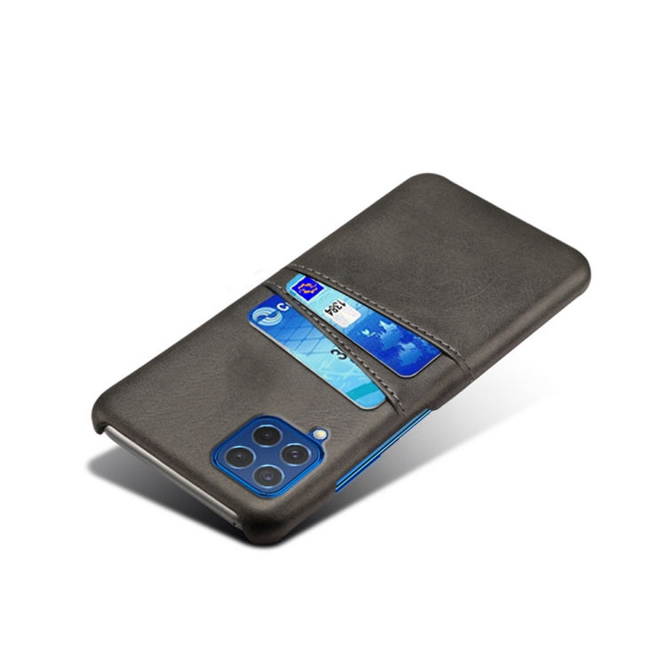 For Samsung Galaxy M62 Calf Texture PC + PU Leather Back Cover Shockproof Case with Dual Card Slots