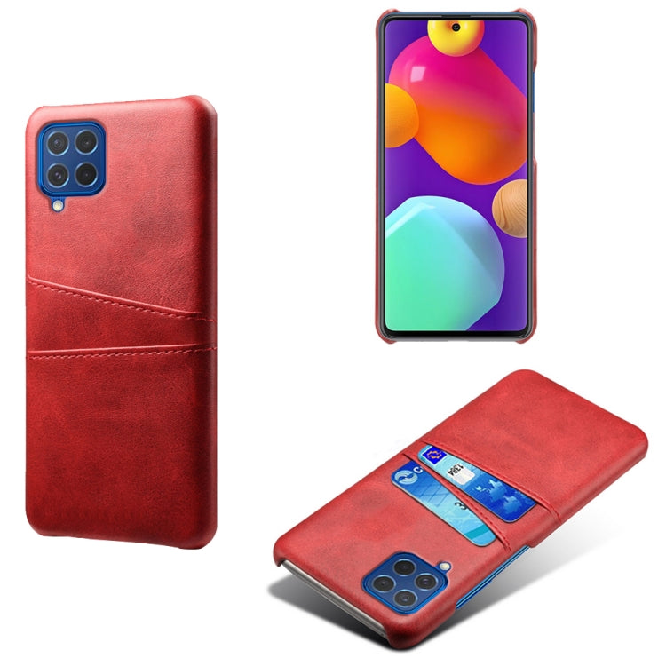 For Samsung Galaxy M62 Calf Texture PC + PU Leather Back Cover Shockproof Case with Dual Card Slots
