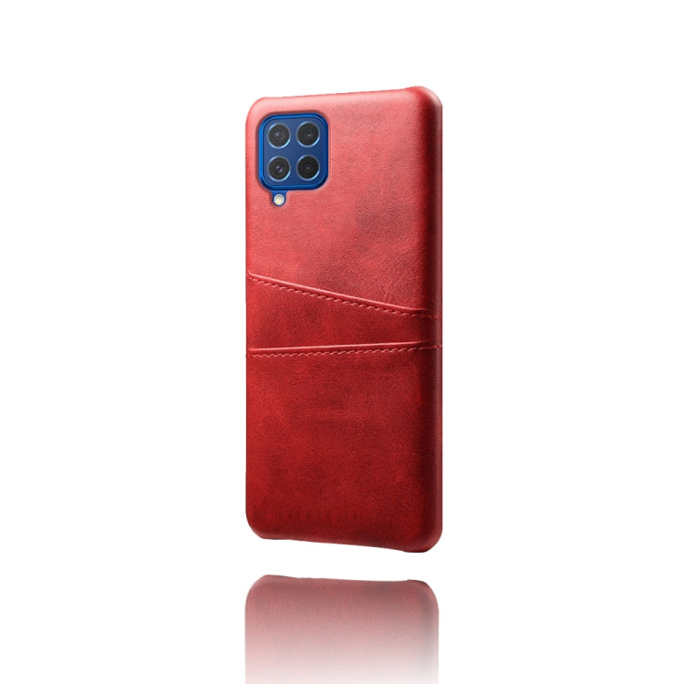 For Samsung Galaxy M62 Calf Texture PC + PU Leather Back Cover Shockproof Case with Dual Card Slots