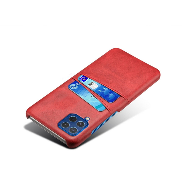For Samsung Galaxy M62 Calf Texture PC + PU Leather Back Cover Shockproof Case with Dual Card Slots