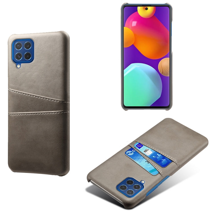 For Samsung Galaxy M62 Calf Texture PC + PU Leather Back Cover Shockproof Case with Dual Card Slots