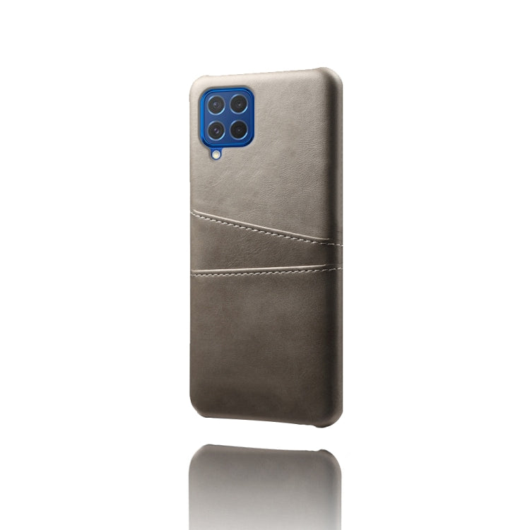 For Samsung Galaxy M62 Calf Texture PC + PU Leather Back Cover Shockproof Case with Dual Card Slots