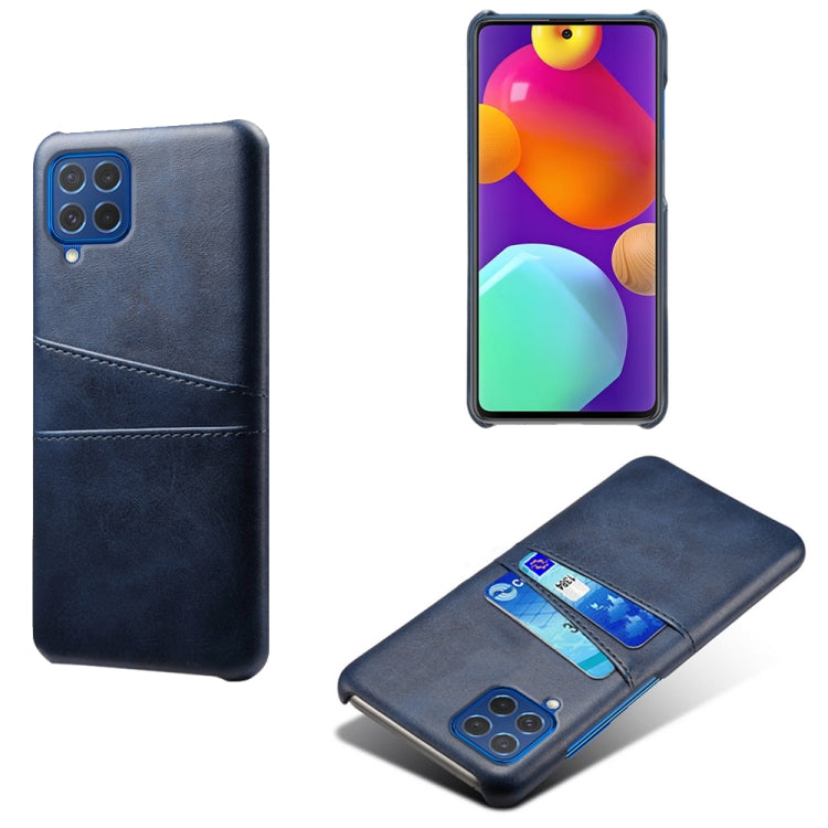 For Samsung Galaxy M62 Calf Texture PC + PU Leather Back Cover Shockproof Case with Dual Card Slots