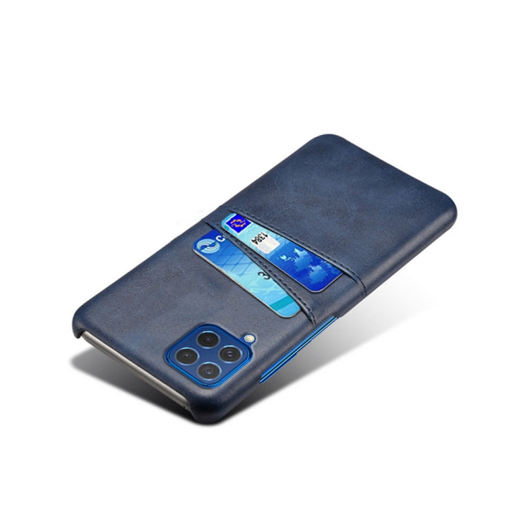 For Samsung Galaxy M62 Calf Texture PC + PU Leather Back Cover Shockproof Case with Dual Card Slots