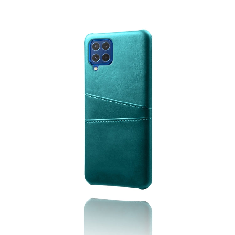 For Samsung Galaxy M62 Calf Texture PC + PU Leather Back Cover Shockproof Case with Dual Card Slots