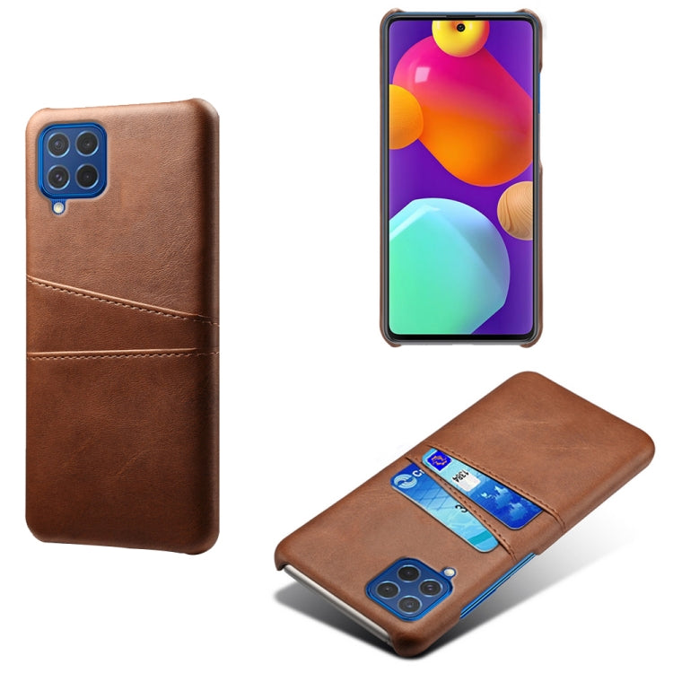 For Samsung Galaxy M62 Calf Texture PC + PU Leather Back Cover Shockproof Case with Dual Card Slots