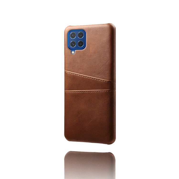 For Samsung Galaxy M62 Calf Texture PC + PU Leather Back Cover Shockproof Case with Dual Card Slots