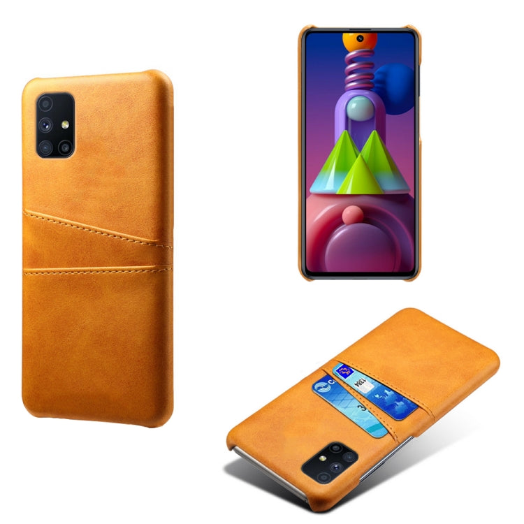 For Samsung Galaxy M51 Calf Texture PC + PU Leather Back Cover Shockproof Case with Dual Card Slots