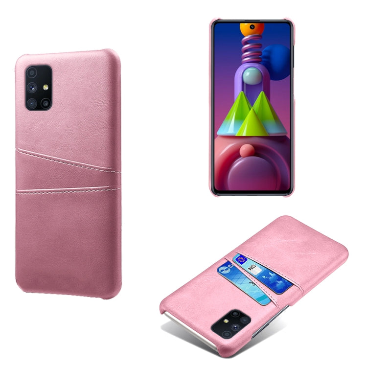 For Samsung Galaxy M51 Calf Texture PC + PU Leather Back Cover Shockproof Case with Dual Card Slots