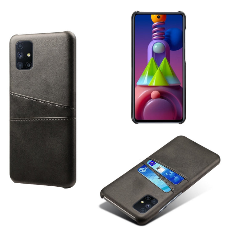 For Samsung Galaxy M51 Calf Texture PC + PU Leather Back Cover Shockproof Case with Dual Card Slots