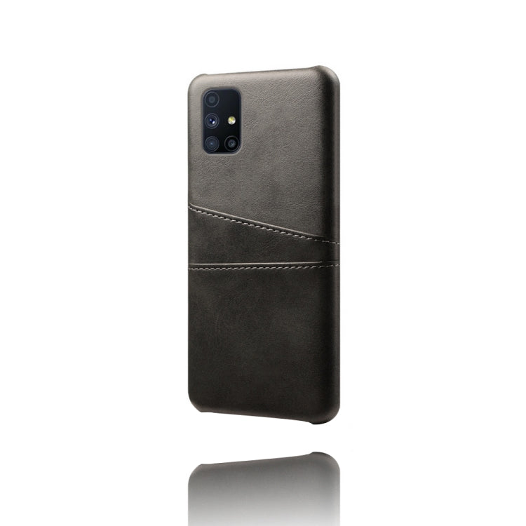 For Samsung Galaxy M51 Calf Texture PC + PU Leather Back Cover Shockproof Case with Dual Card Slots