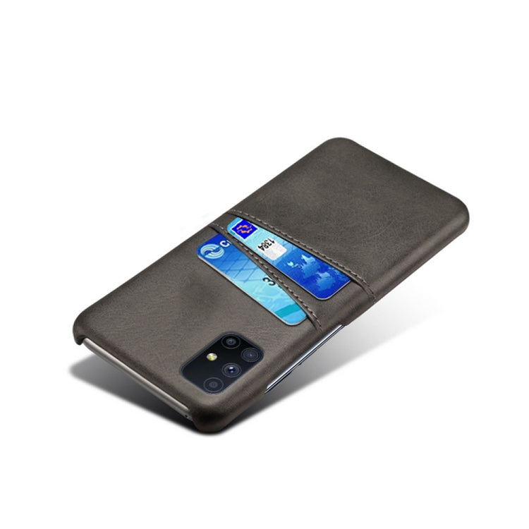 For Samsung Galaxy M51 Calf Texture PC + PU Leather Back Cover Shockproof Case with Dual Card Slots