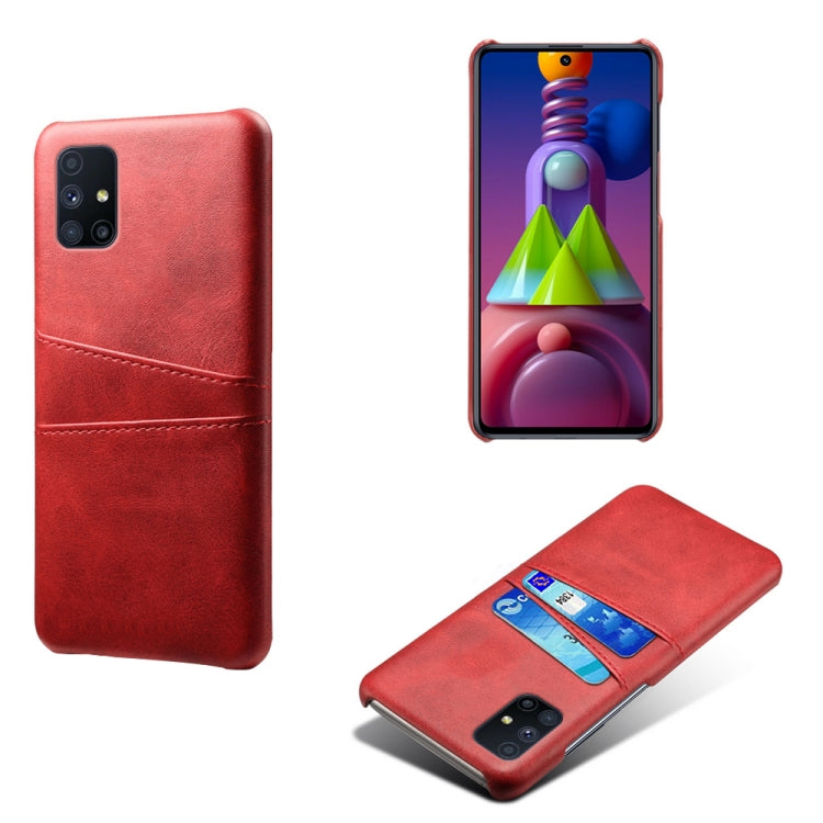 For Samsung Galaxy M51 Calf Texture PC + PU Leather Back Cover Shockproof Case with Dual Card Slots