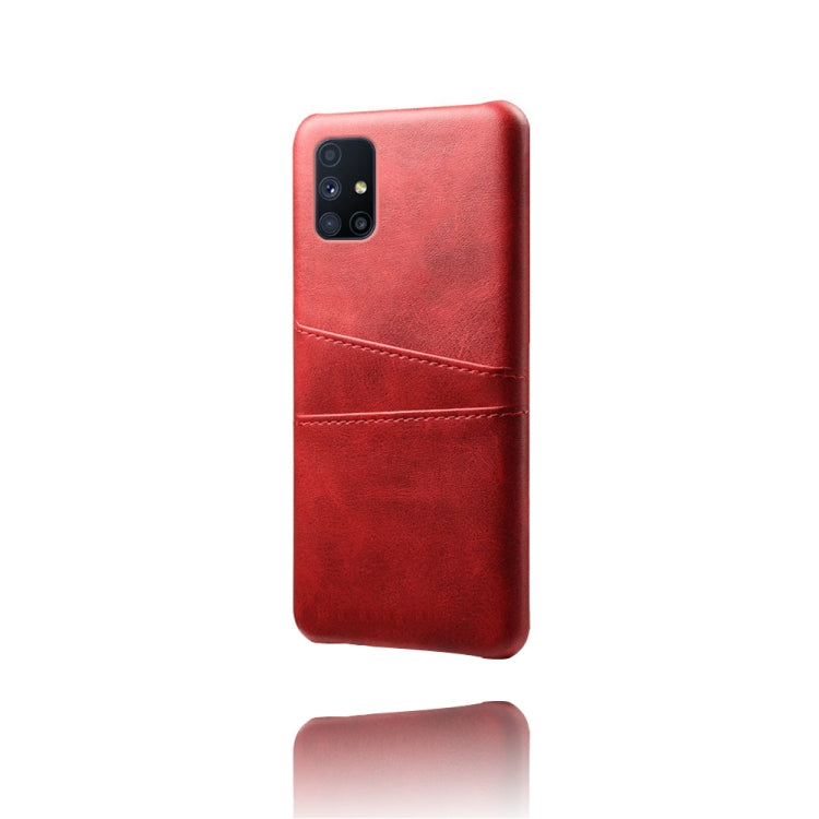 For Samsung Galaxy M51 Calf Texture PC + PU Leather Back Cover Shockproof Case with Dual Card Slots