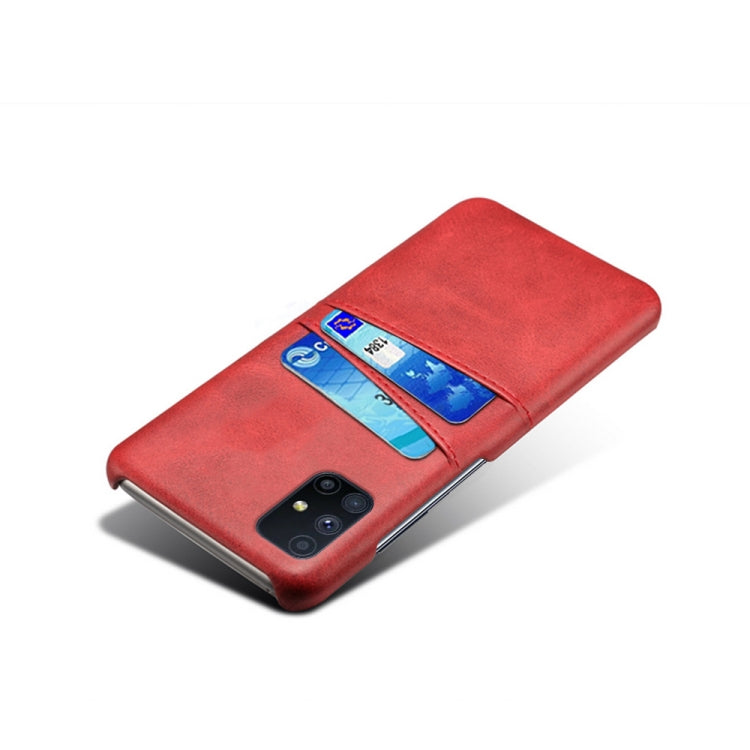 For Samsung Galaxy M51 Calf Texture PC + PU Leather Back Cover Shockproof Case with Dual Card Slots