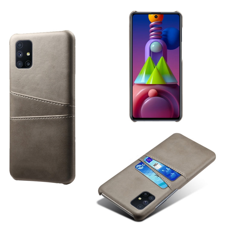For Samsung Galaxy M51 Calf Texture PC + PU Leather Back Cover Shockproof Case with Dual Card Slots