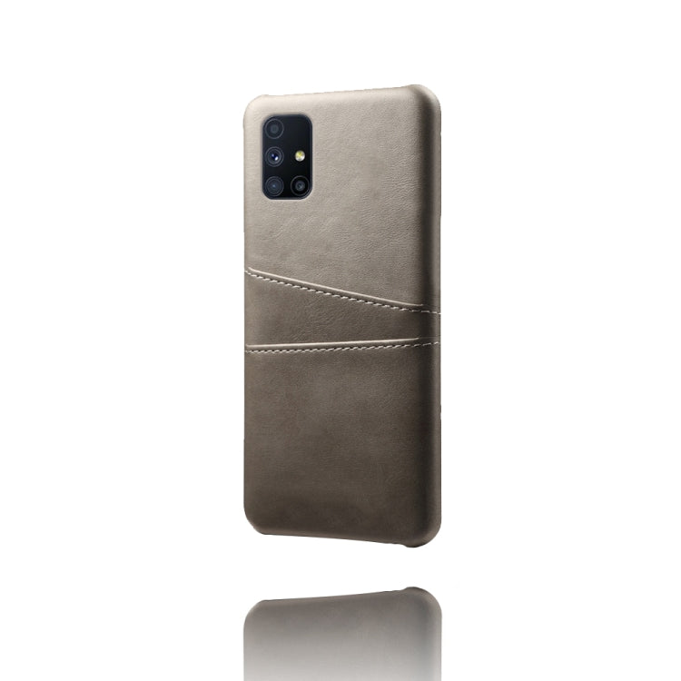 For Samsung Galaxy M51 Calf Texture PC + PU Leather Back Cover Shockproof Case with Dual Card Slots