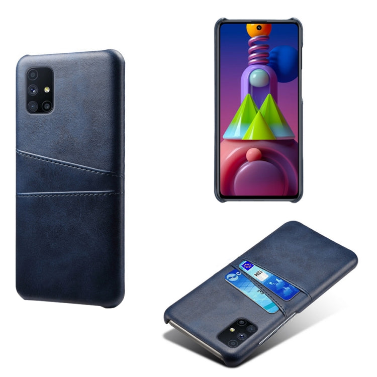 For Samsung Galaxy M51 Calf Texture PC + PU Leather Back Cover Shockproof Case with Dual Card Slots