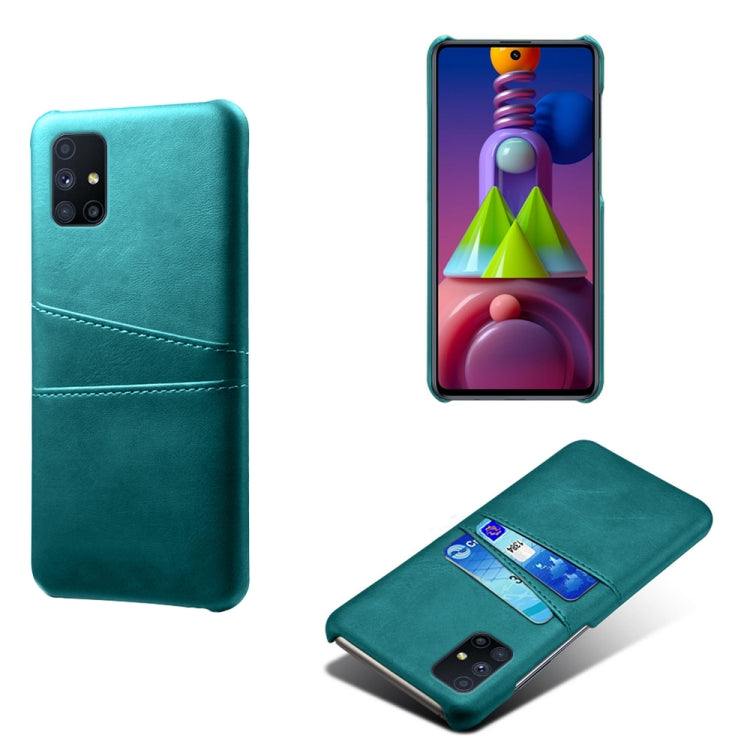 For Samsung Galaxy M51 Calf Texture PC + PU Leather Back Cover Shockproof Case with Dual Card Slots