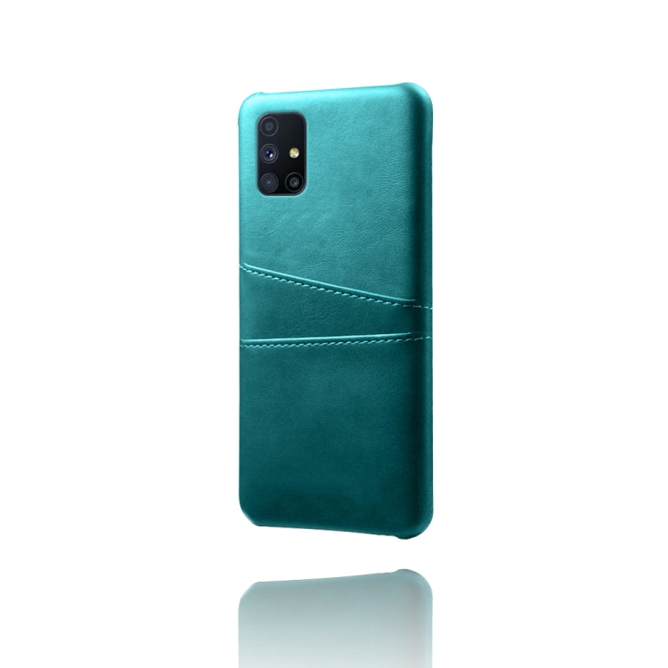 For Samsung Galaxy M51 Calf Texture PC + PU Leather Back Cover Shockproof Case with Dual Card Slots
