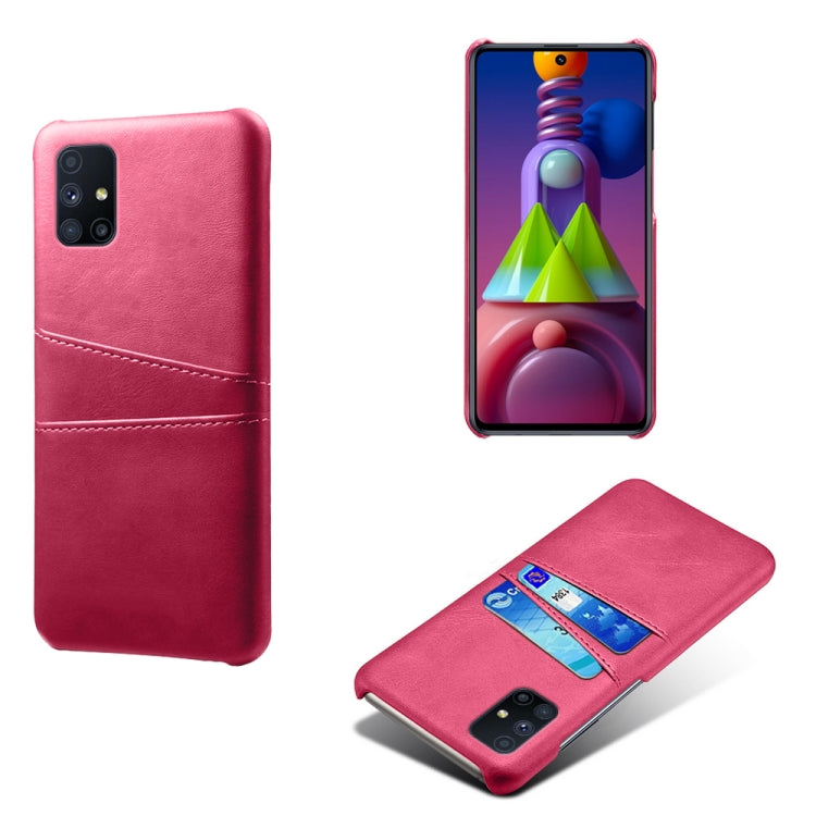 For Samsung Galaxy M51 Calf Texture PC + PU Leather Back Cover Shockproof Case with Dual Card Slots