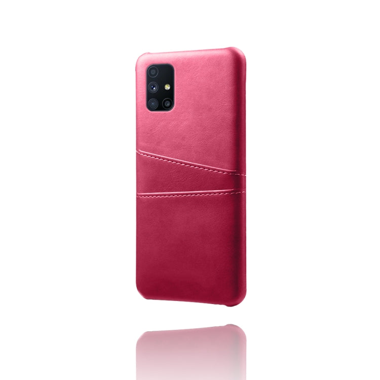 For Samsung Galaxy M51 Calf Texture PC + PU Leather Back Cover Shockproof Case with Dual Card Slots