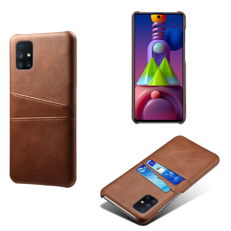 For Samsung Galaxy M51 Calf Texture PC + PU Leather Back Cover Shockproof Case with Dual Card Slots