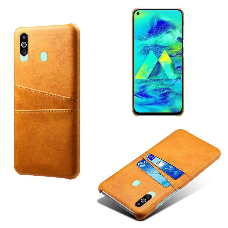 For Samsung Galaxy M40 Calf Texture PC + PU Leather Back Cover Shockproof Case with Dual Card Slots