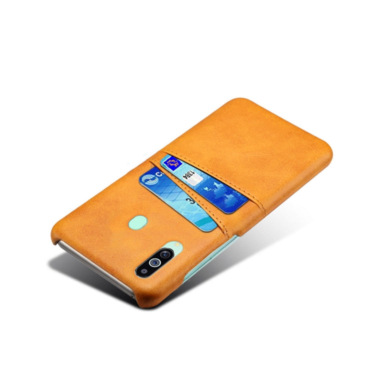 For Samsung Galaxy M40 Calf Texture PC + PU Leather Back Cover Shockproof Case with Dual Card Slots