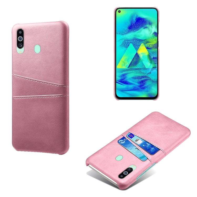 For Samsung Galaxy M40 Calf Texture PC + PU Leather Back Cover Shockproof Case with Dual Card Slots