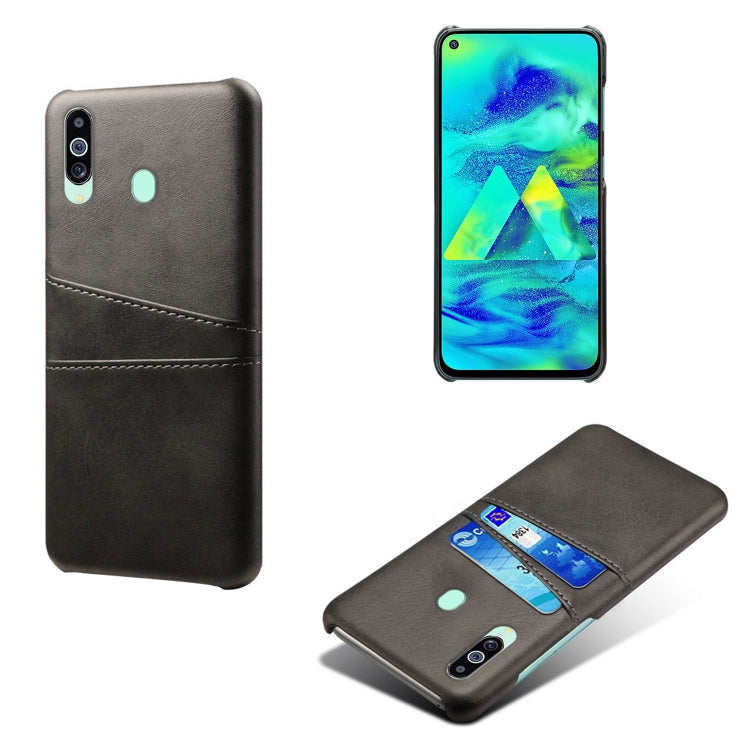 For Samsung Galaxy M40 Calf Texture PC + PU Leather Back Cover Shockproof Case with Dual Card Slots