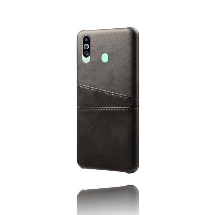 For Samsung Galaxy M40 Calf Texture PC + PU Leather Back Cover Shockproof Case with Dual Card Slots