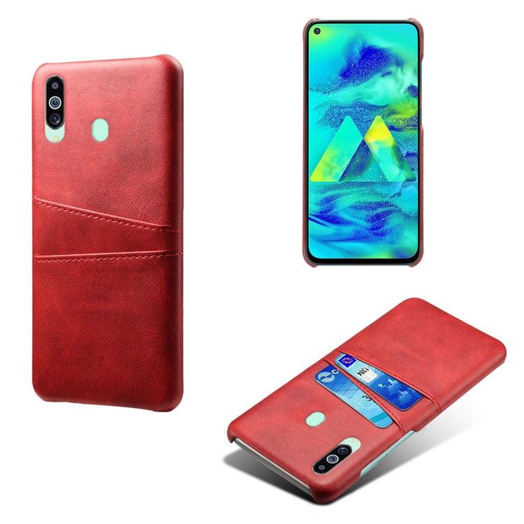 For Samsung Galaxy M40 Calf Texture PC + PU Leather Back Cover Shockproof Case with Dual Card Slots